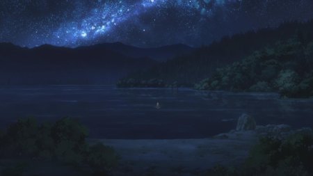 Аниме озеро ночью