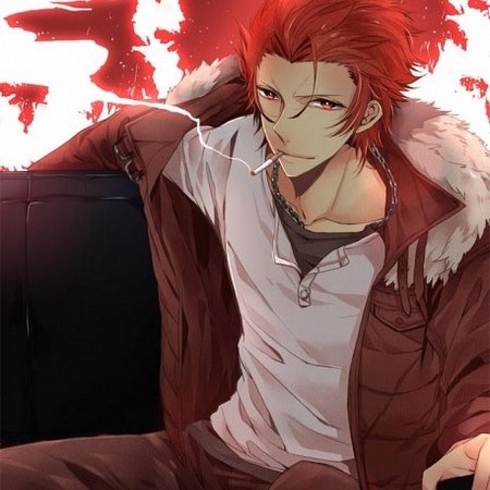 Аниме парень с красными волосами