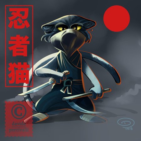 Енот самурай арт