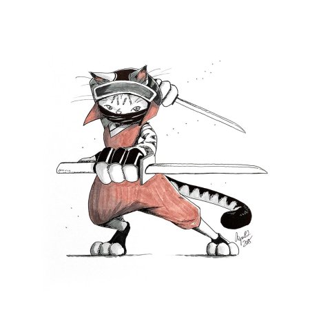 Японский кот самурай