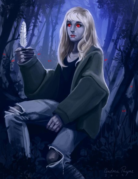 Белокурая девушка и вампир