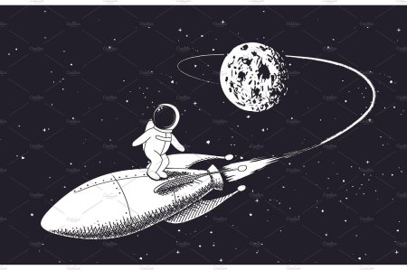 Космонавт в космосе рисунок