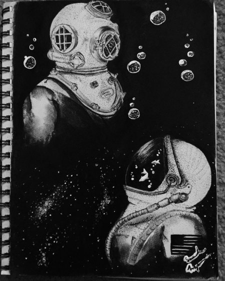 Космонавт арт рисунок