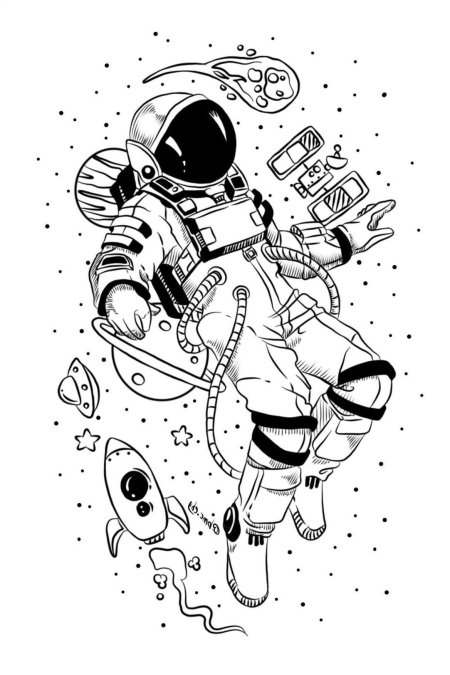 Космонавт тату эскиз