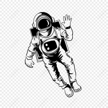 Космонавт рисунок черно белый