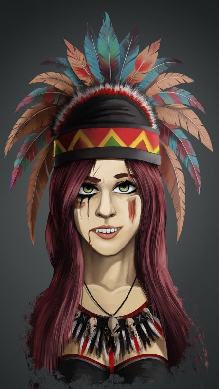 Девушка индеец арт