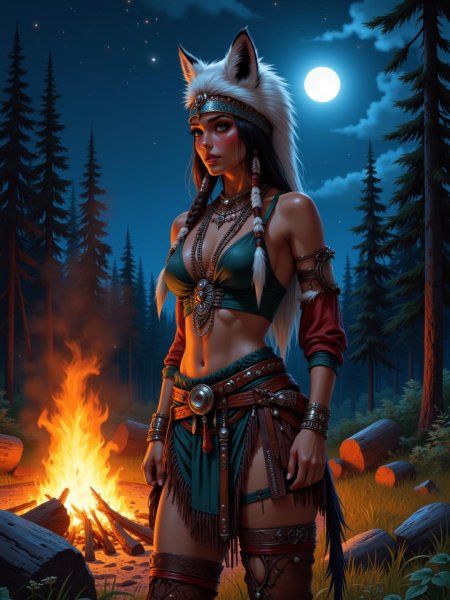 Девушка индеец арт