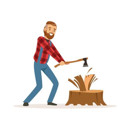 Человек рубит дрова