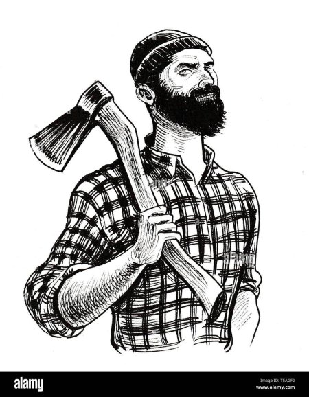 Лесоруб черно белый