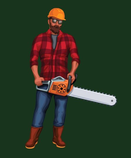 Дровосек с бензопилой