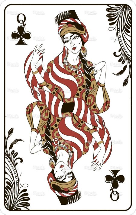 Игральные карты дама треф