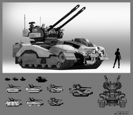 Танк концепт арт вид сбоку