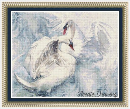 Вышивка лебеди крестиком