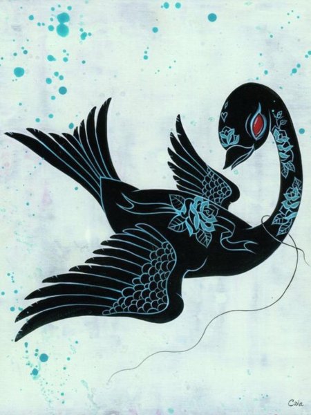 Городетсеая роспись лебедь