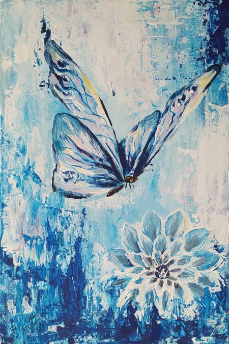 Картина маслом бабочки мк