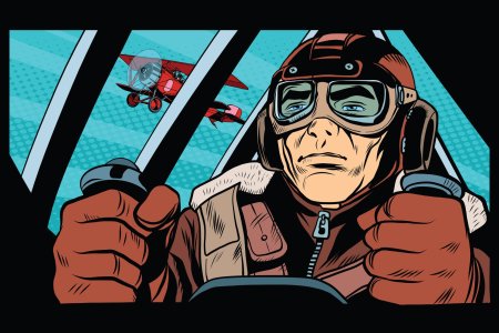 Летчица пилот арт ретро