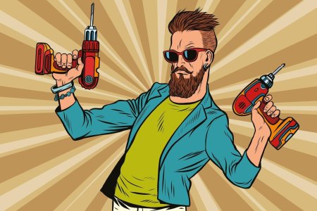 Мужчина с перфоратором