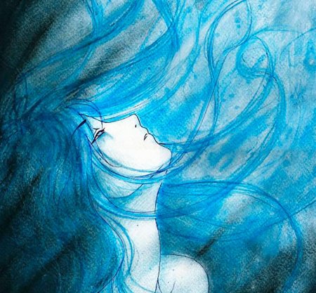 Девушка с синими волосами арт