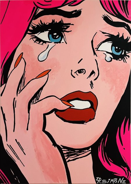 Поп-арт плачущая девушка