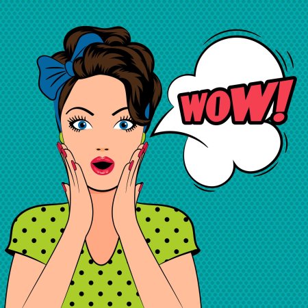 Удивленная девушка в стиле поп арт
