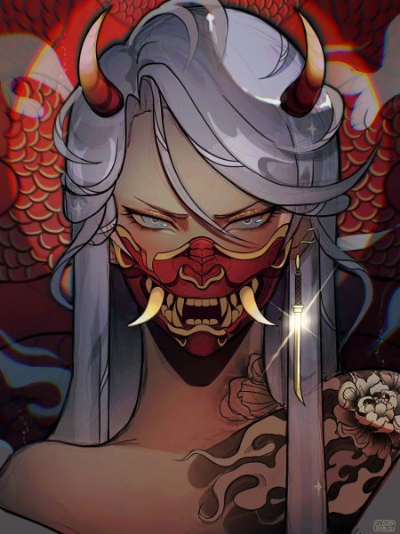 Арт самурай oni mask