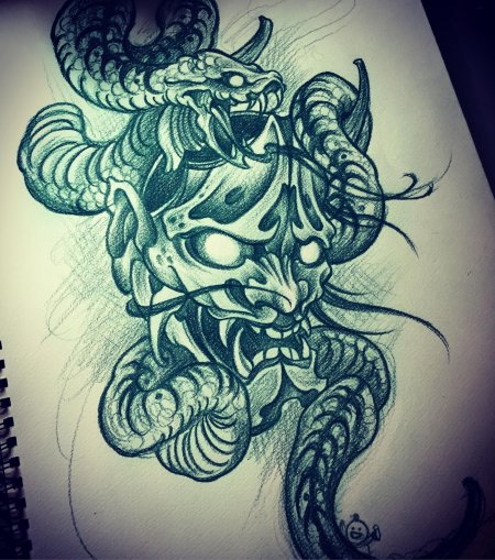 Тату эскиз демон