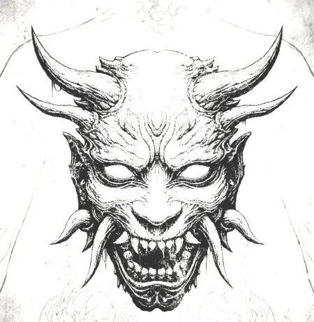 Японская маска демона ханья вектор