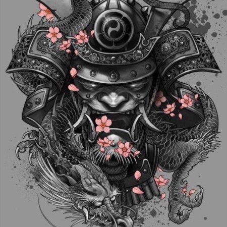 Эскиз тату самурай