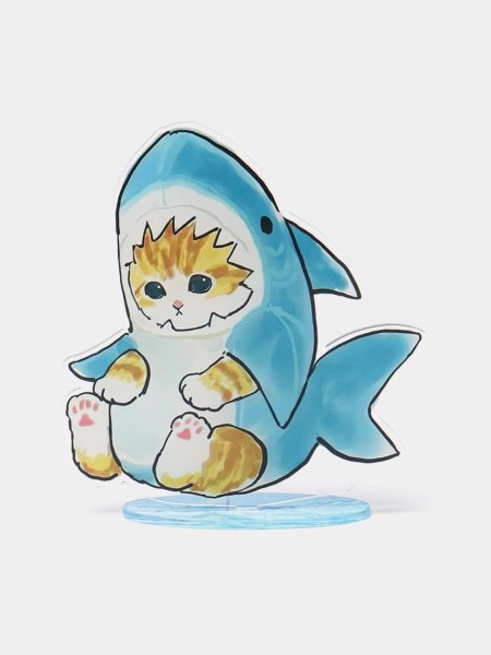 Раскраска котик в костюме акулы