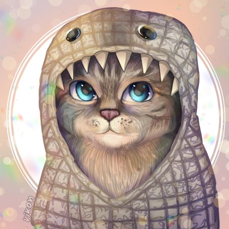 Котик в костюме акулы