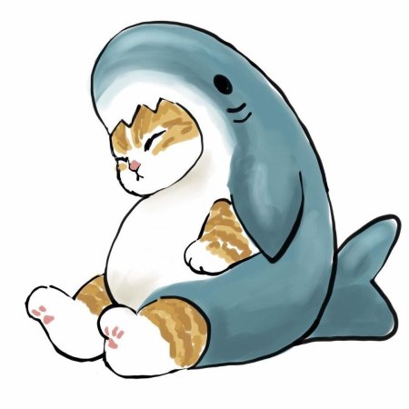 Милые котики в костюме акулы