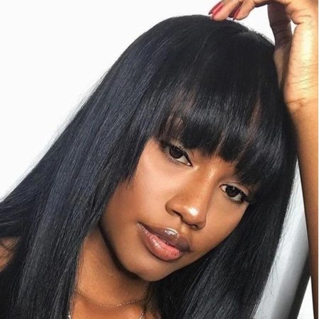 Прямые парики из человеческих волос с челкой