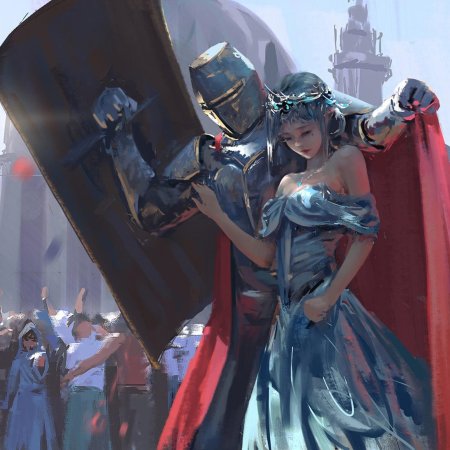 Рыцарь прикрывает принцессу щитом