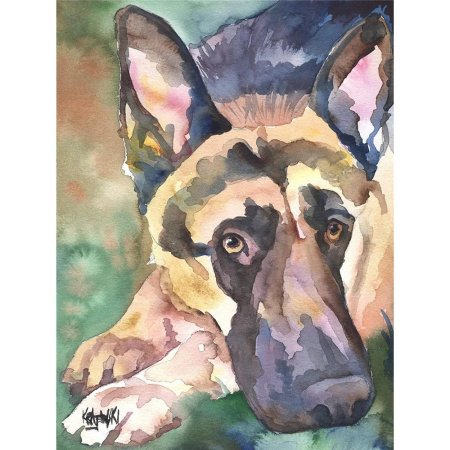 Немецкая овчарка акварелью