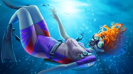 Девушка с аквалангом