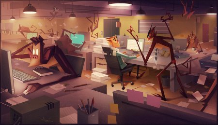 Офис в мультяшном стиле