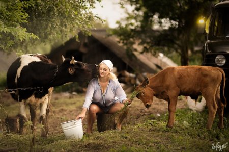 Фотосессия доярка