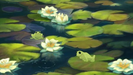 Болото с кувшинками и лягушками