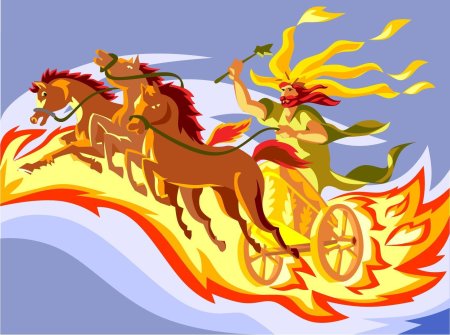 Бог солнца гелиос на колеснице