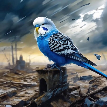 Голубой волнистый попугай