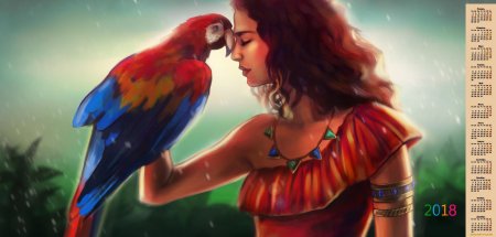 Девушка с попугаем