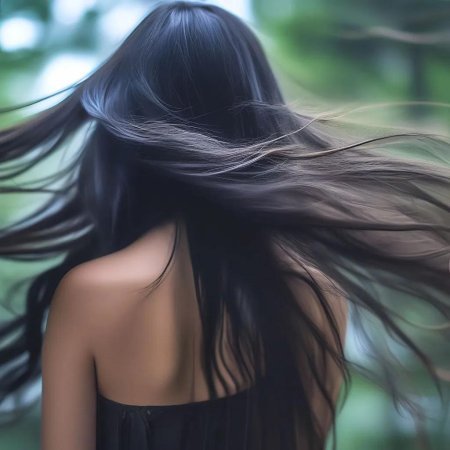 Девушка с черными волосами со спины