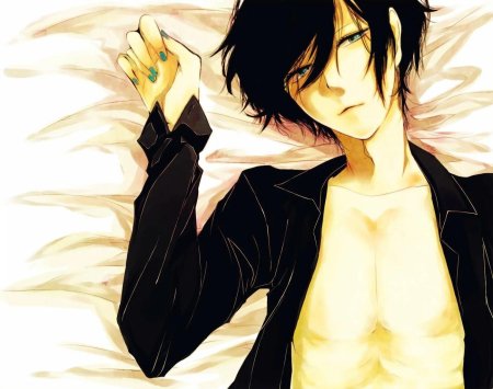 Аниме парень с черными волосами
