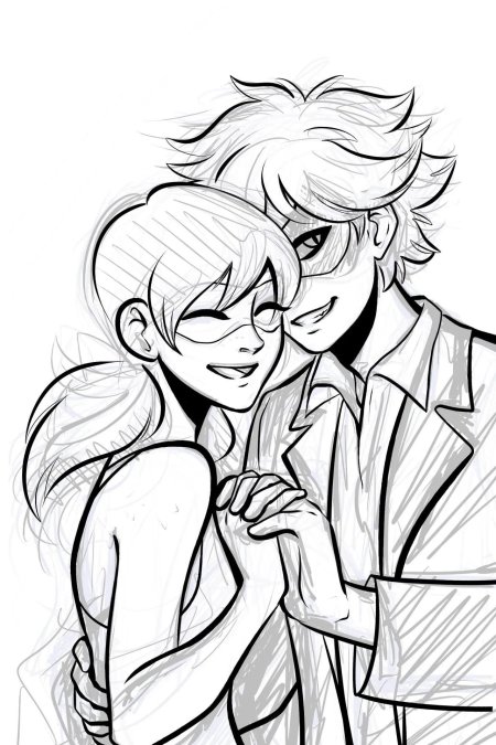 Маринетт и эдриан раскраска