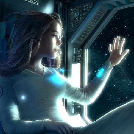 Девушка на космическом корабле