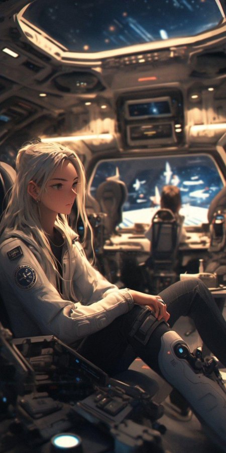 Девушка на космическом корабле