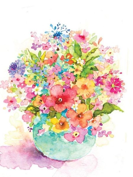 Открытка цветы акварель