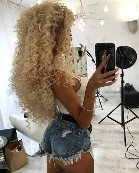 Афро кудри на длинные волосы