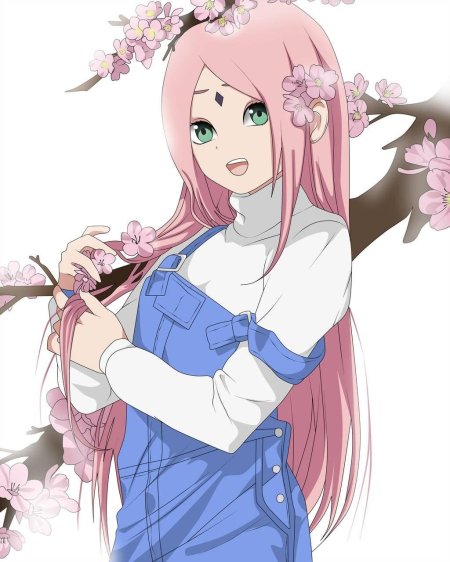 Сакура с длинными волосами