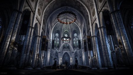 Готический собор интерьер полутьма
